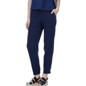 NWT Rebecca Taylor Navy Double Gauze High Rise Tapered Leg Pull On Pant